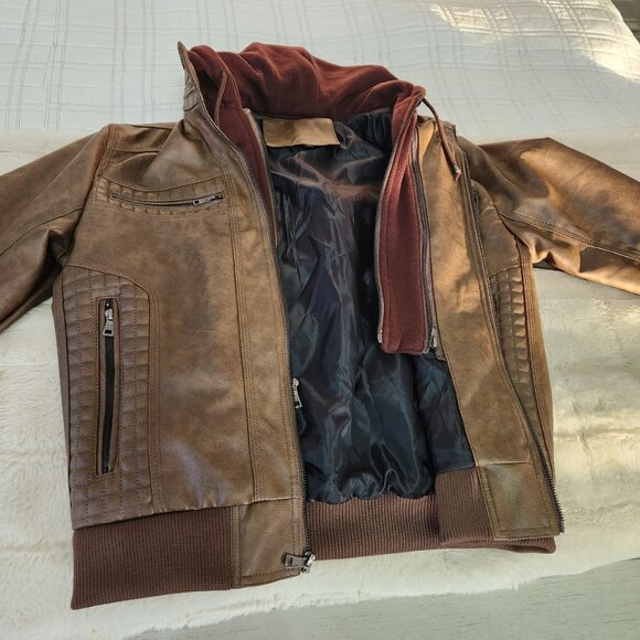 Mens Bomber Jacket with attached Hoodie - Picture 8 of 9